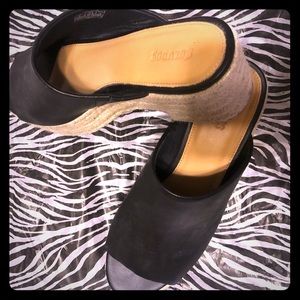 Size 9 Black  leather Soludo espadrille platforms